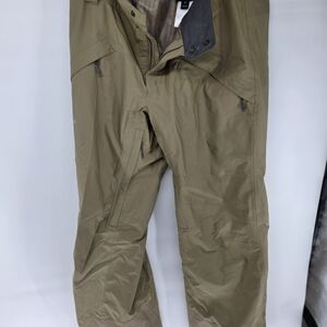 Patagonia H2No Rain Pants Mens Medium Tan Waterproof Snow Zip Leg Lined Recco